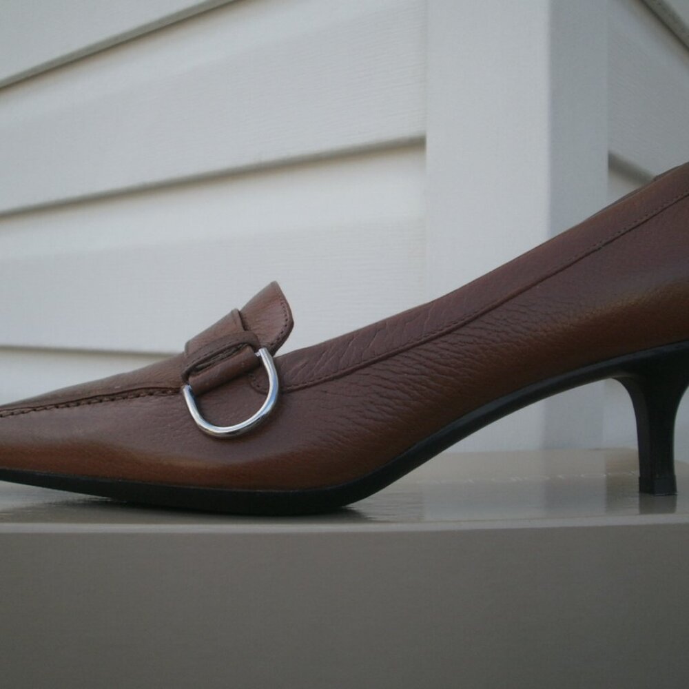 SERGIO ROSSI Brown Deer (Stag) Leather Pump S 9.5, EU 40 NIB